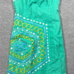 Lilly Pulitzer  Dress Sz 4 Strapless Comb Get it Bowen Green Embroidered‎ Mini Photo 0