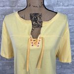 Just My Size  Yellow Lace Up Tee Photo 3