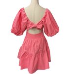 Shore Women's Puffed Sleeve Cut Out Back Mini Dress Pink‎ Size M NWT Round Pink Size M Photo 4