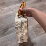 Magid Handmade in Japan Needlepoint Cat Kitten Bow Wicker Bag Purse Unique Photo 7