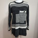 Vtg Unbranded Rare Design Patchwork Sweater Women S Gray Tunic Grandma Chunky Photo 5