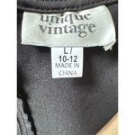 Unique Vintage NWT  Women's Collared Black Swing Dress with Pink Bow Size 10-12 Photo 5