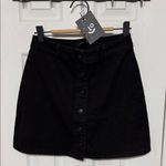 Lazy Oaf NWT  Black Denim Mini Skirt Size 26 W 13.5 L 15.5” Photo 0