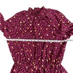 Pink and Gold Chiffon Smocked Neck Long Sleeve Midi Dress Size M Photo 4