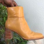 Hillard & Hanson RARE Vintage 90s/2000s Y2K  ankle mid calf real genuine leather tan banana cowboy campus style square toe boots-Women 7M  Photo 2