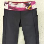 Lululemon ‎ Pace Rival Crop Leggings Capri Women's 4 Black Patterned Trim Pockets Photo 2