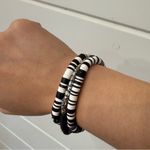 Handmade NEW Trendy Boho Black White Heishi Style Bracelet Stack - Chic Dainty Layering Photo 1
