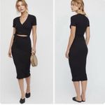 Free People Beach Vroom Vroom Wrap Front Stretch Midi Dress Black Size Small Photo 1