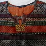 Ezra  Multicolored Bohemian Moroccan Print Tunic Top Photo 4