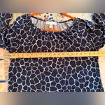 Michael Kors M Navy Pale Blue Giraffe Print 3/4 Sleeve Top Photo 5