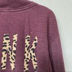 PINK - Victoria's Secret VS Pink Maroon Leopard Logo Quarter Zip Sweatshirt Size Small Photo 5