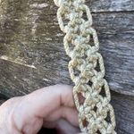 VTG Crocheted shoulder bag satin lined boho festival. Brown Photo 3