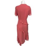 Lulus Pink Short Sleeve Swiss Dot Ruffle Tiered Faux Wrap A Line Midi Dress Sz S Photo 1