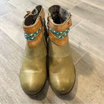 Socofy vintage bohemian ankle boots with floral embroidery side zipper Size 40 Green Photo 1