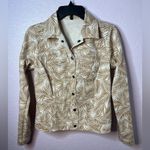 Colleen Lopez Reversible Beige Tan Denim Palm leaf Jacket with Snaps Size XS New Photo 2