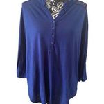 Lace Shirt Loungewear School Casual Basic Everyday Blue Size XL Photo 0