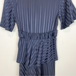 ALC Frank A.L.C. Avi Navy Blue Striped Silk Peplum Midi Dress Size 0 Photo 8