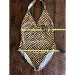 Talbots  Brown and Tan halter neck style one piece bathing suit, Size 6 Photo 14