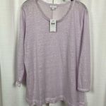 J.Jill  Love Linen Pale Orchid Linen Sweater Sz.L NWT Photo 2