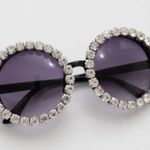None SUNGLASSES. Glam Black Rhinestone Round Sunglasses. New. Photo 3