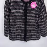 Studio Works Vintage Y2K  Knit Sweater Cardigan Womens M Black Pink Cottagecore Photo 3