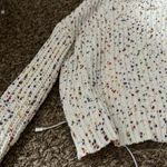 I.N. San Francisco colorful sweater, white with colorful tiny pom poms Photo 2