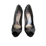 HOUSE OF DEREON Beyonce Black Satin Embroidered Beaded Heels Size 7.5 Photo 13