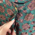 American Vintage Vintage Silk Old Money Hunter Green Maroon Country Club Blouse Size 10 Photo 3