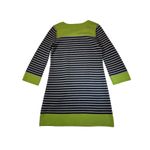 Eliza J  Striped Knit Dress Lime Green Black Gray Long Sleeve Pockets M Photo 1