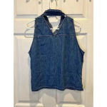 Faded Glory Y2K  Jean Shirt Size‎ XL Denim Sleeveless Collared Cutout V-neck Photo 3