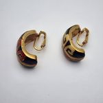 Diane Von Furstenberg Vintage Diane Von Furstenburg Blue, Red, Green, & Cream Enamel Clip-On Earrings Photo 2