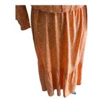 A New Day Stunning midi dress, orange with little pink flowers, ruffle bottom, excellent condition, size xs Measurements: Bust: armpit to armpit 18 inches Waist: side to side 13-16 inches Length: shoulder seam to bottom 44 inches Photo 3