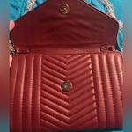 Badgley Mischka Vegan Leather  Wine V-Quilting Center Crossbody Bag Photo 3