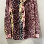 Soft Surroundings Langdon Mixed Print Blouse Size Small Long Sleeve Tie Scarf Photo 3