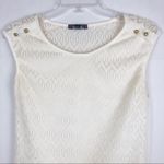 Ohh la la Cream Lace Top Size Small Cap Sleeve Split Back Photo 2