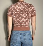Guess Y2K  Tan White Monogram Short Sleeve Top Size Medium Photo 5