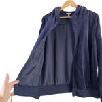 Juicy Couture  Y2K Velvet Hoodie Track Jacket Bling Zipper Pull Tab Navy Blue, XL Photo 8