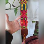 Bohemian Woven Round tooled Leather crossbody with woven Strap NWOT Brown Photo 2