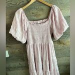 Mittoshop Pink Smocked Sundress with Puff Sleeves Photo 0