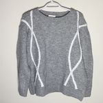 Line and Dot braid decorated chunky grey sweater size M Photo 9