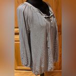 Loft  Stripe Henley Three-Quarter Sleeve Tie Detail Top Black White‎ Size Large Photo 3