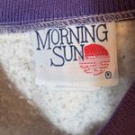 Morning Sun Jerzees Vintage Floral Embroidered Mock‎ Neck Sweatshirt Size Large Gray Photo 3