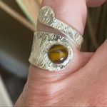 South African Tiger Eye Solid Sterling Silver Adjustable Ring Size 7 Brown Photo 2