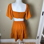 SheIn  Cut Out Tiered Mini Dress Size Small On or Off Shoulder Linen Like Photo 5