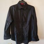 Black long sleeve dress shirt four way stretch size woman's small Photo 0