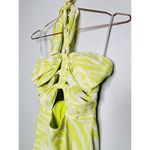 RONNY KOBO X RTR Green Printed Knotted Neckline Waist Cutout Dress Size 4 Photo 9