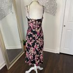 Byer Too Early 2000's Black Pink Mesh Cinched Floral Cowl Neck Midi Dress M Size M Photo 4
