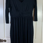 Fresh Produce  Black 3/4 Sleeve Midi Dress L USA Boho Minimalist Soft‎ Stretch Photo 0