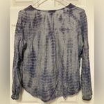 Lovestitch  Blue Tie Dye V Neck Long Sleeve Peasant Blouse Photo 6