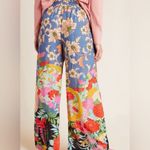 Anthropologie by  Leilani Paperbag Wide-Leg Pants in Blue Floral Size Small‎ Photo 7